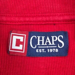 Chaps‎ Quarter Zip Pullover Mens XL Red 100% Cotton Ribbed Mock Neck Sweater